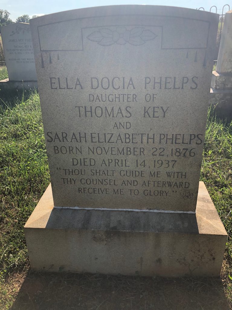 Ella Docia Phelps Headstone Reverse
