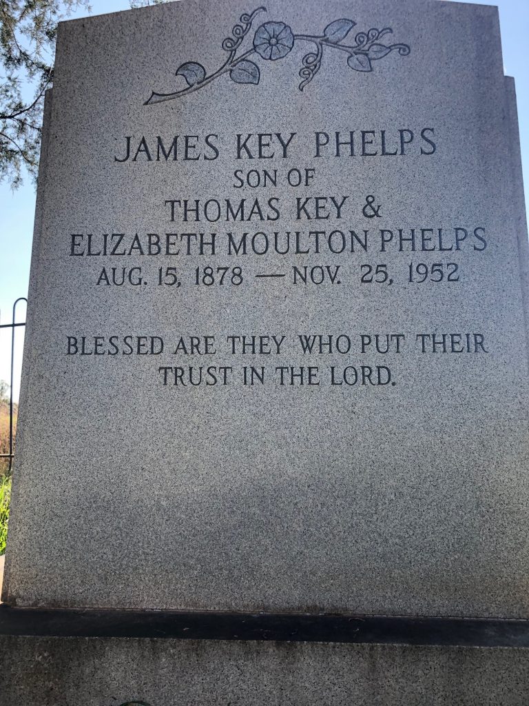 James Key Phelps Headstone Reverse