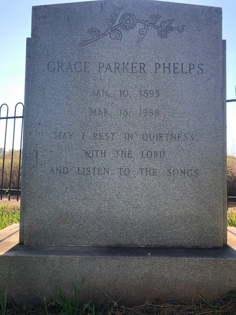 Grace Parker Phelps Headstone Reverse